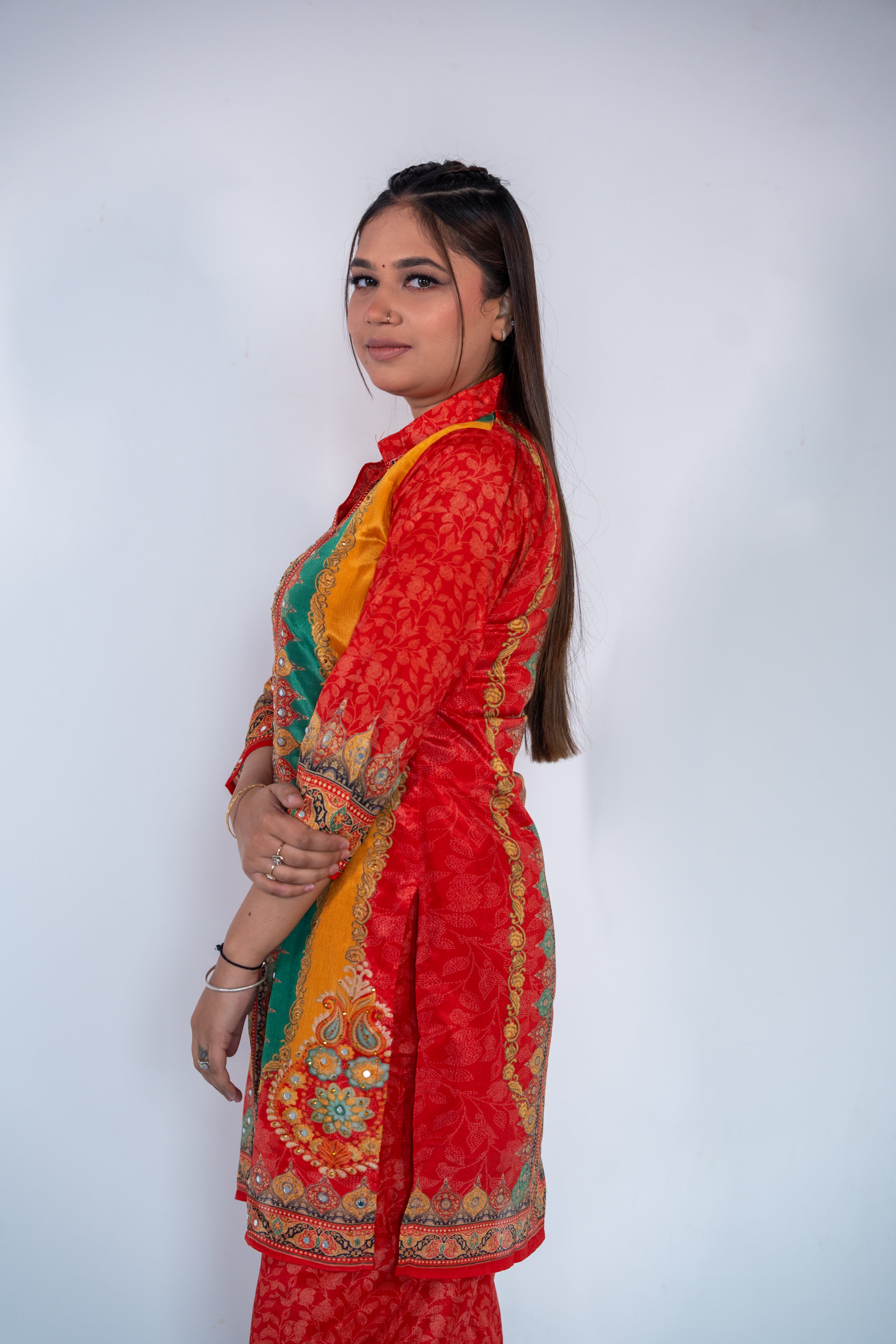 Premium Chinon Fabroc with Elegant Embroidery Work Co-ord Set