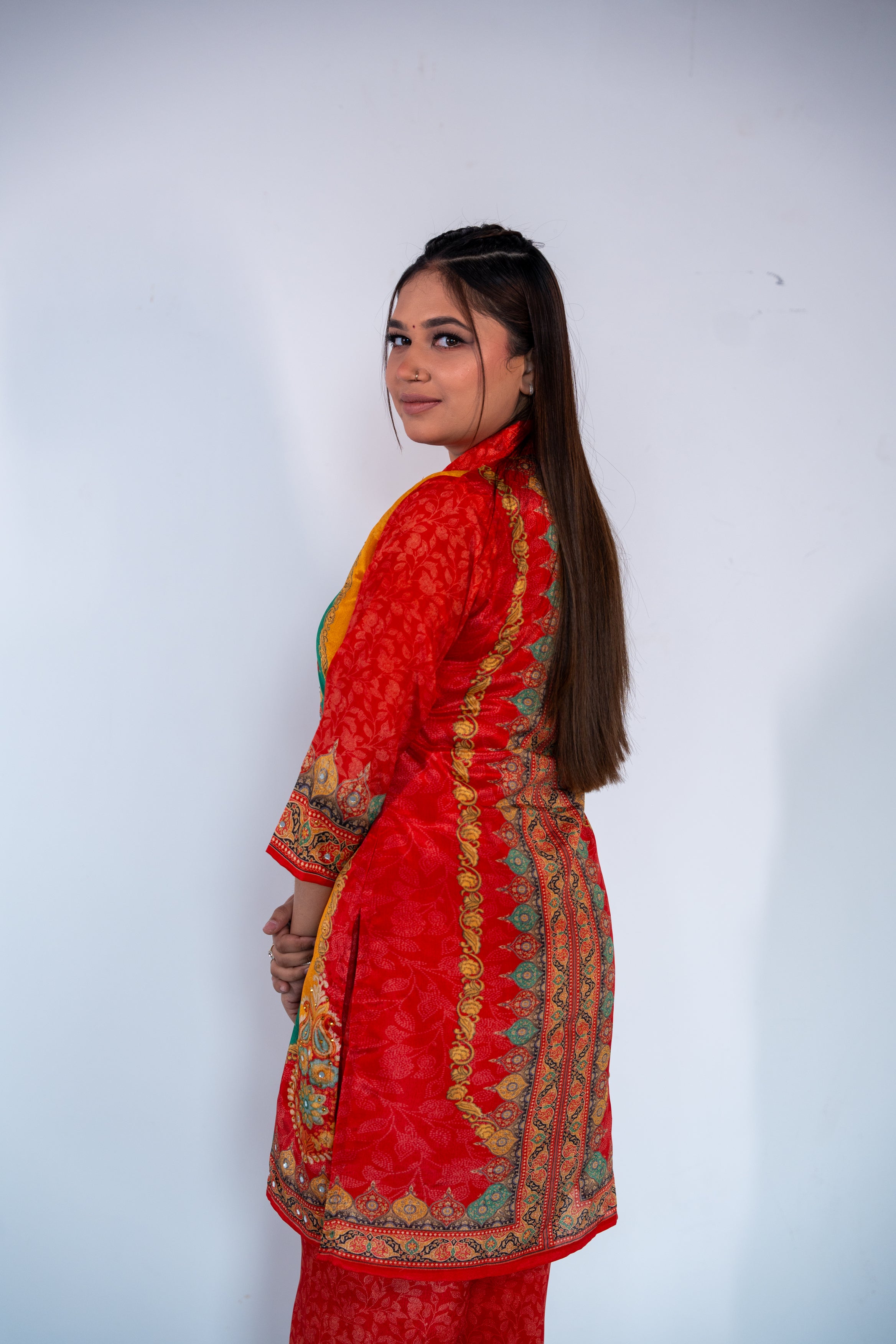 Premium Chinon Fabroc with Elegant Embroidery Work Co-ord Set