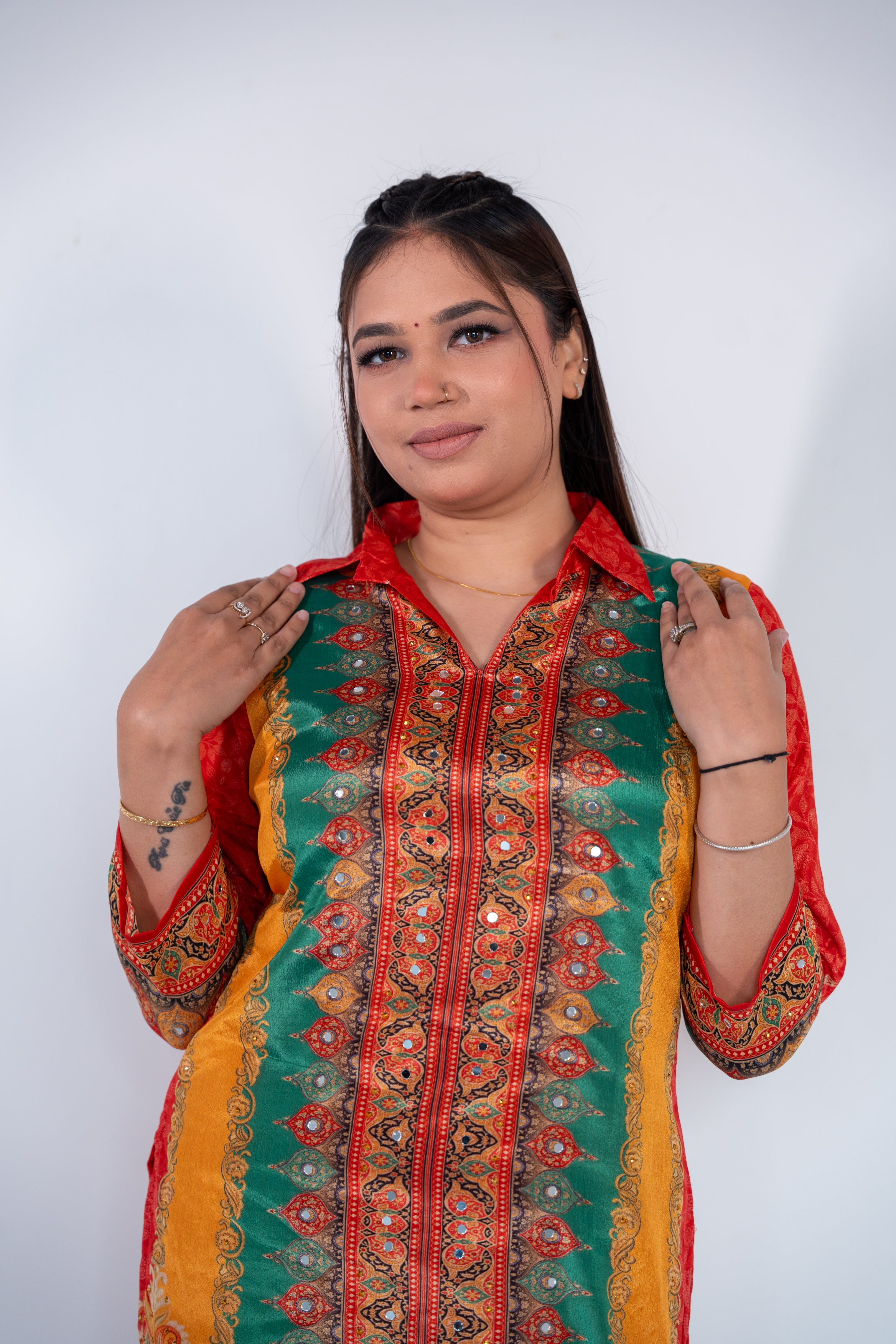 Premium Chinon Fabroc with Elegant Embroidery Work Co-ord Set